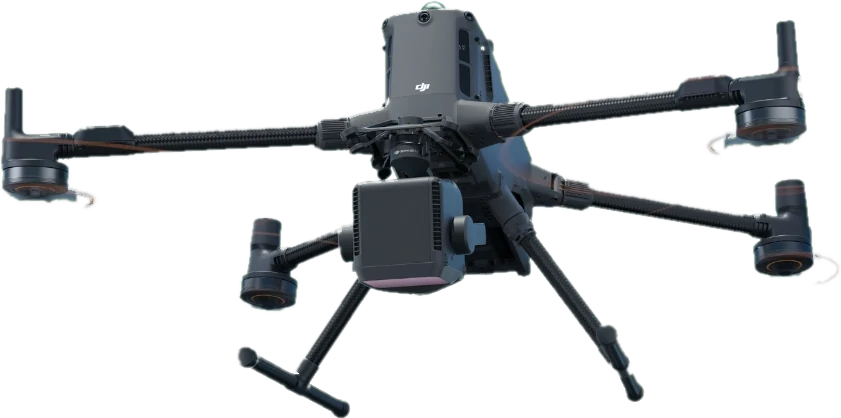 Dron DJI Matrice 400 con el LiDAR Zenmuse L3 escaneando el valle
